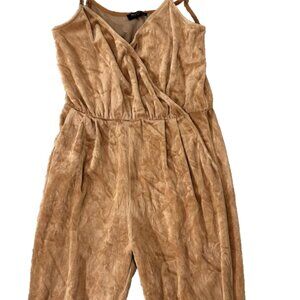 Juicy Couture Black Label Jumpsuit Velour Crossover Sleeveless Gold Size M